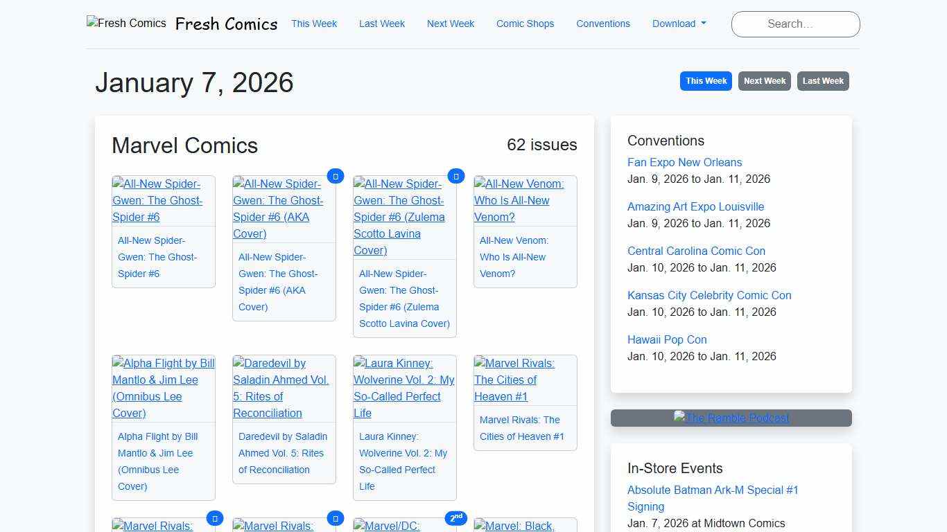 New Issues for January 7, 2026 Fresh Comics